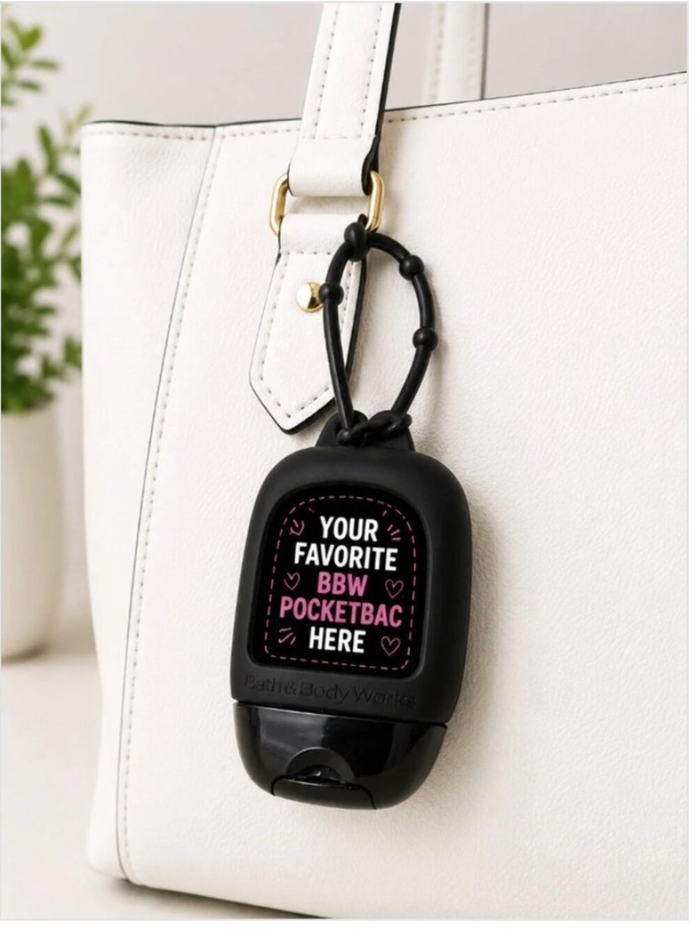 BBW Black PocketBac Hand Sanitizer Holder Bag Charm | NWT